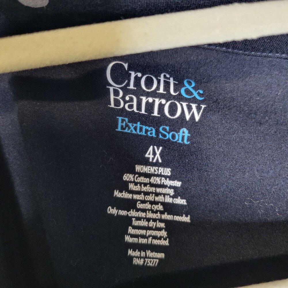 Croft & Barrow Women's Size 4X Shirt Top Extra Soft Blue Polka Dot - Picture 3 of 3